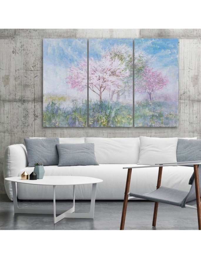 Modern painting for the living room - Flowering tree in the meadow | FEEBY