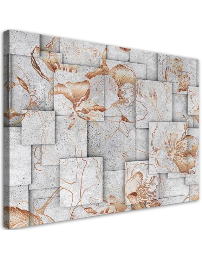Lily flowers on a geometric background - Wall art painting | FEEBY