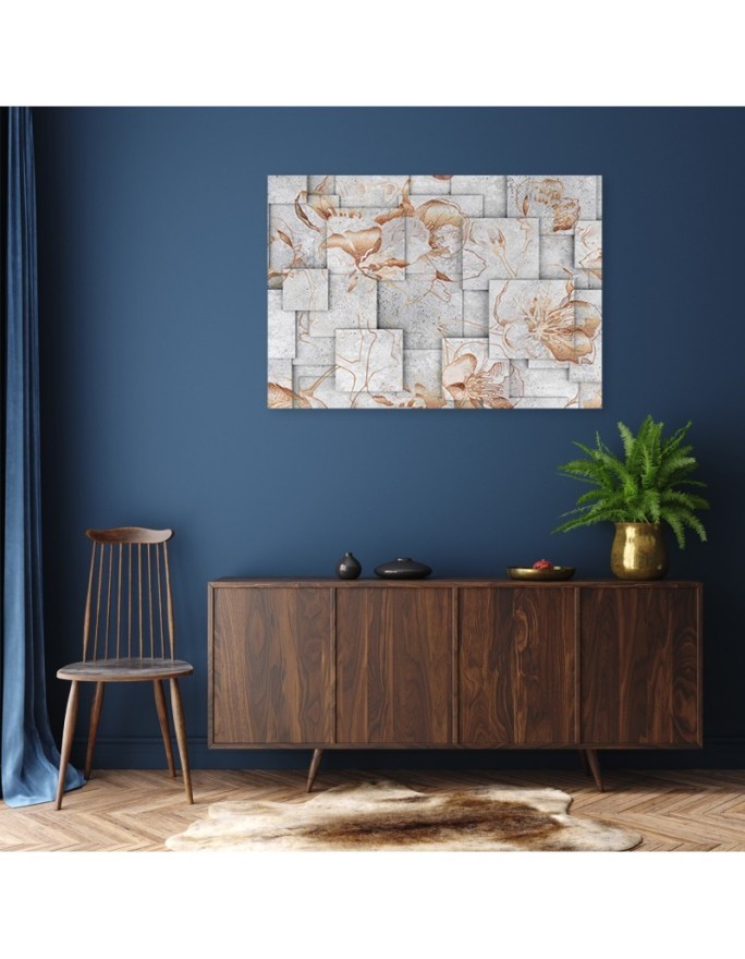 Lily flowers on a geometric background - Wall art painting | FEEBY