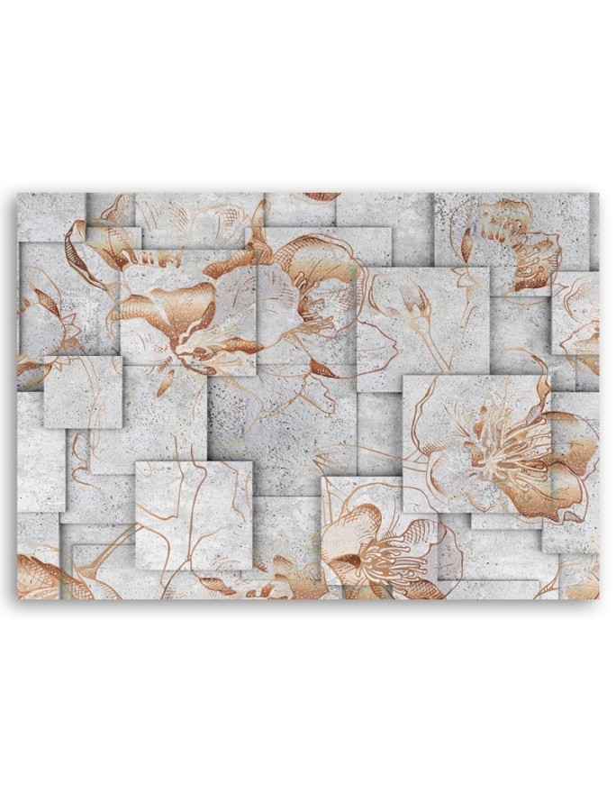 Lily flowers on a geometric background - Wall art painting | FEEBY