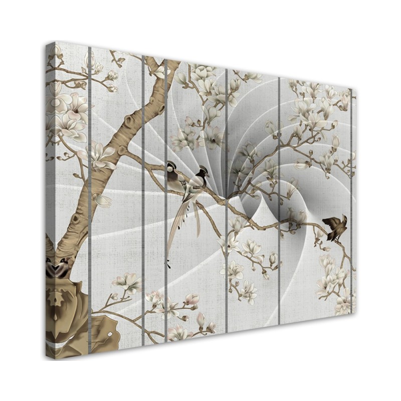 Birds on a magnolia tree - Modern canvas painting | FEEBY