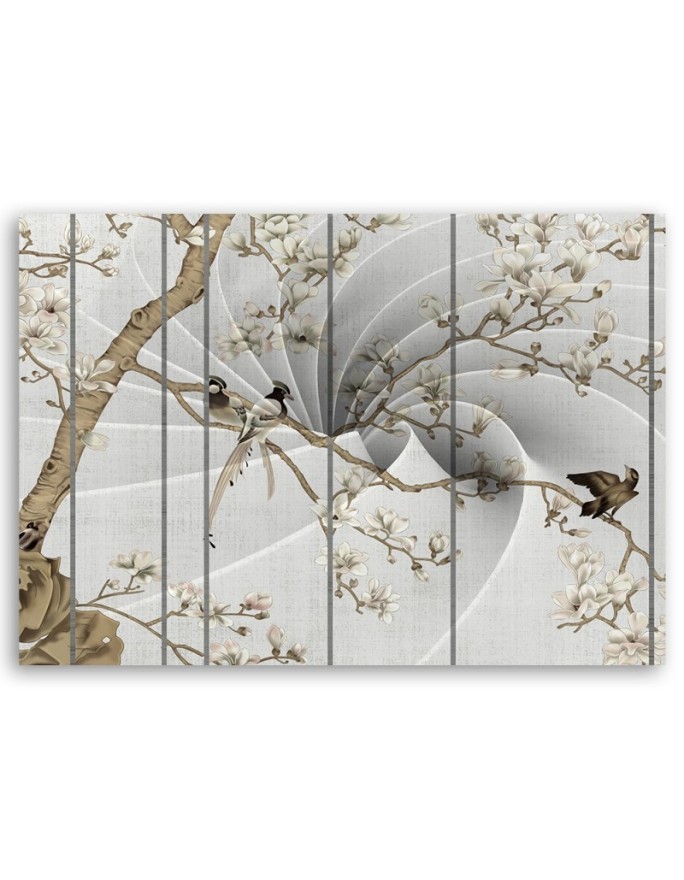 Birds on a magnolia tree - Modern canvas painting | FEEBY