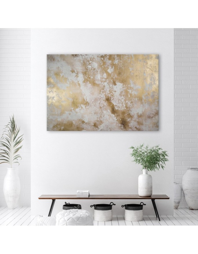 Gold stain abstract - Modern Canvas painting for bedroom | FEEBY
