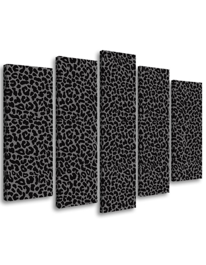 5 Piece Canvas print for living room - Panther leopard fur stains pattern | FEEBY