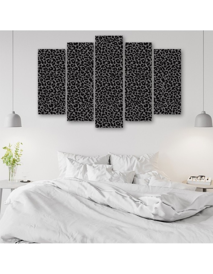 5 Piece Canvas print for living room - Panther leopard fur stains pattern | FEEBY