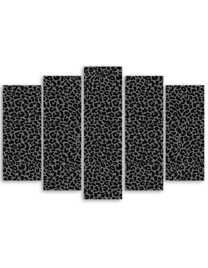 5 Piece Canvas print for living room - Panther leopard fur stains pattern | FEEBY