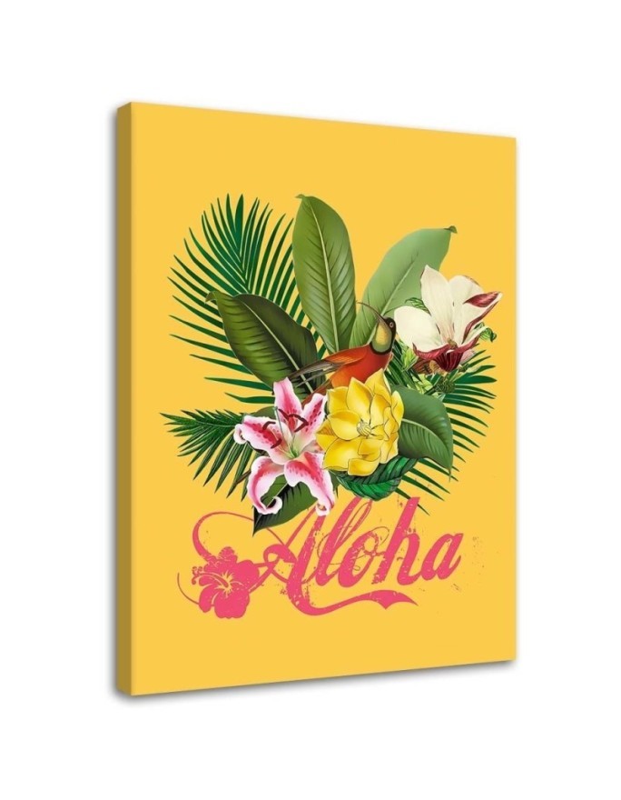 Aloha on yellow background Andrea Haase - Canvas prints for living room | FEEBY