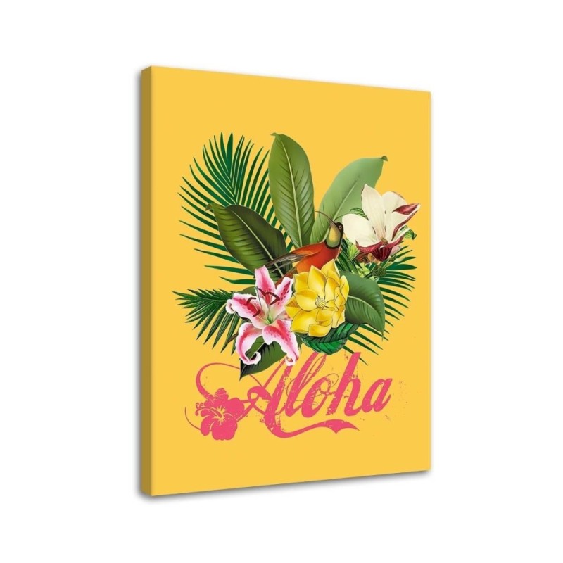 Aloha on yellow background Andrea Haase - Canvas prints for living room | FEEBY