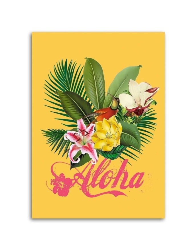 Aloha on yellow background Andrea Haase - Canvas prints for living room | FEEBY