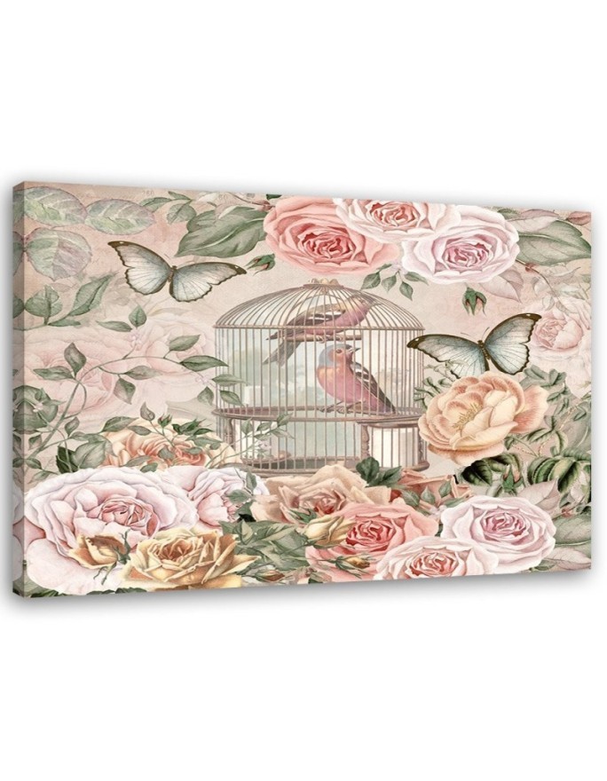 Cage in flowers by Andrea Haase - Canvas prints for the living room | FEEBY