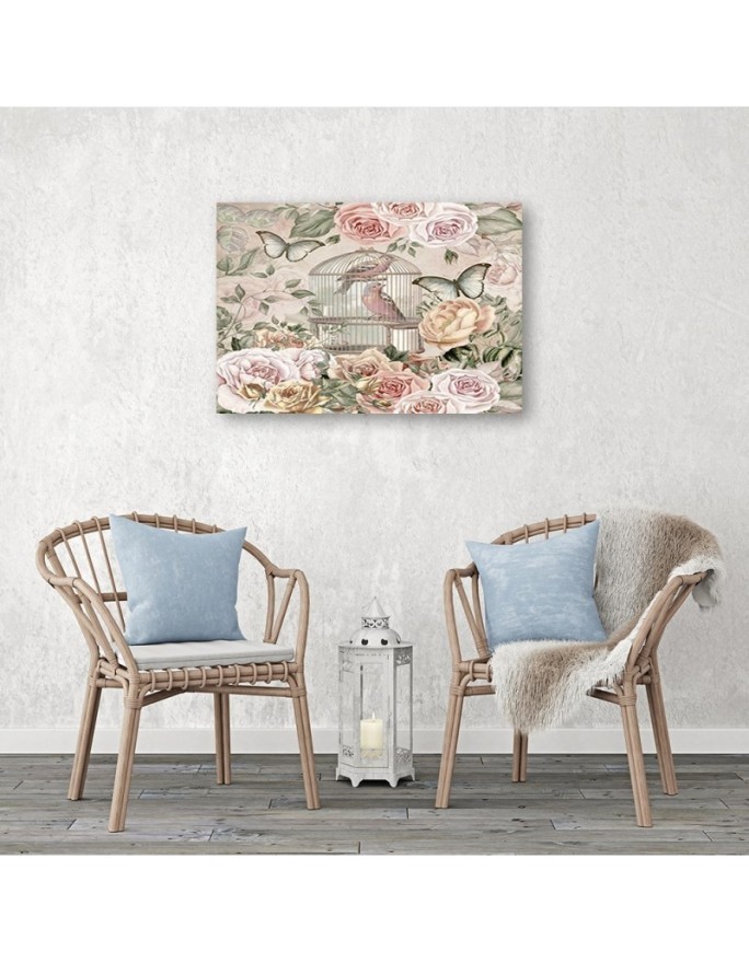 Cage in flowers by Andrea Haase - Canvas prints for the living room | FEEBY