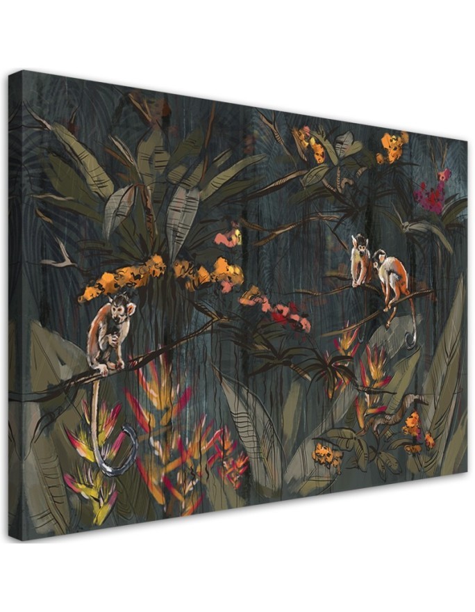 Monkeys in the jungle - Pictures on canvas for the living room | FEEBY