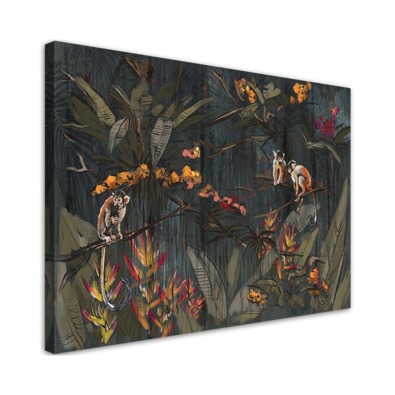 Monkeys in the jungle - Pictures on canvas for the living room | FEEBY