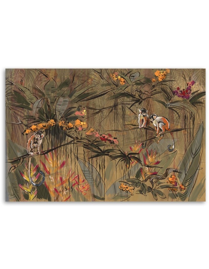 Monkeys in the jungle - Wall art painting for the living room | FEEBY