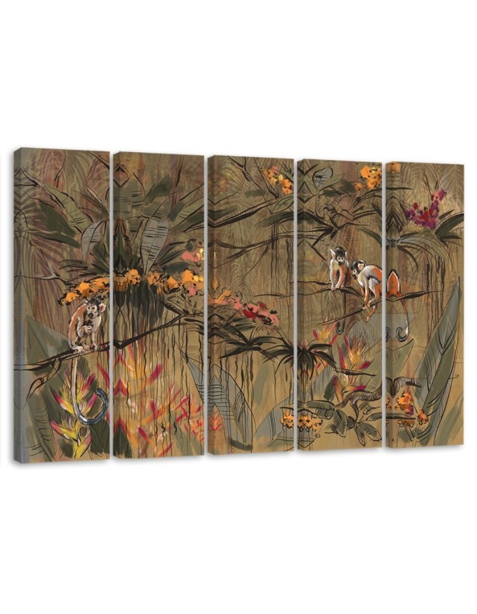 Jungle monkeys - Wall painting for the living room | FEEBY