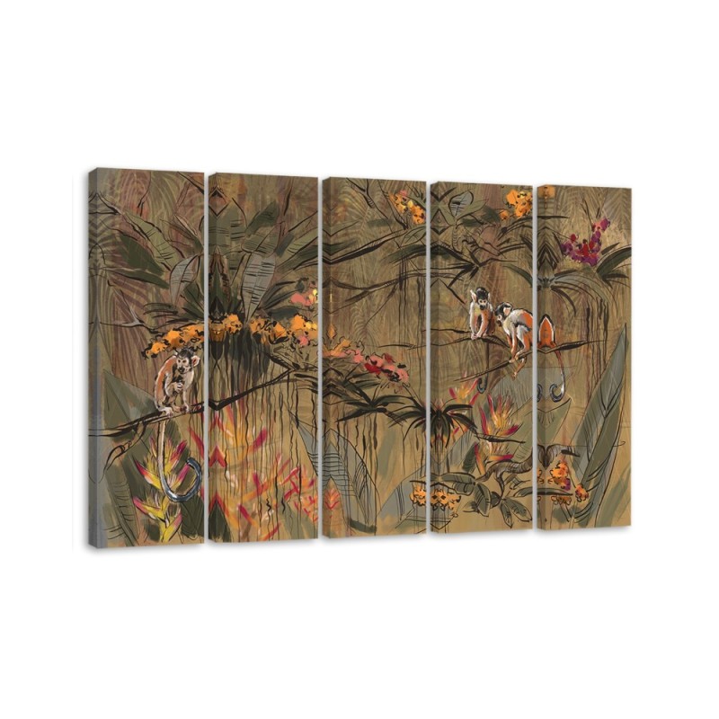 Jungle monkeys - Wall painting for the living room | FEEBY