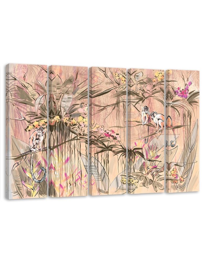 Monkeys in the jungle - Wall painting for the living room | FEEBY