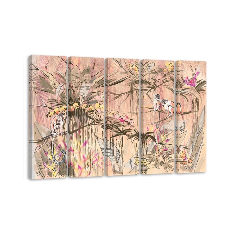 Monkeys in the jungle - Wall painting for the living room | FEEBY