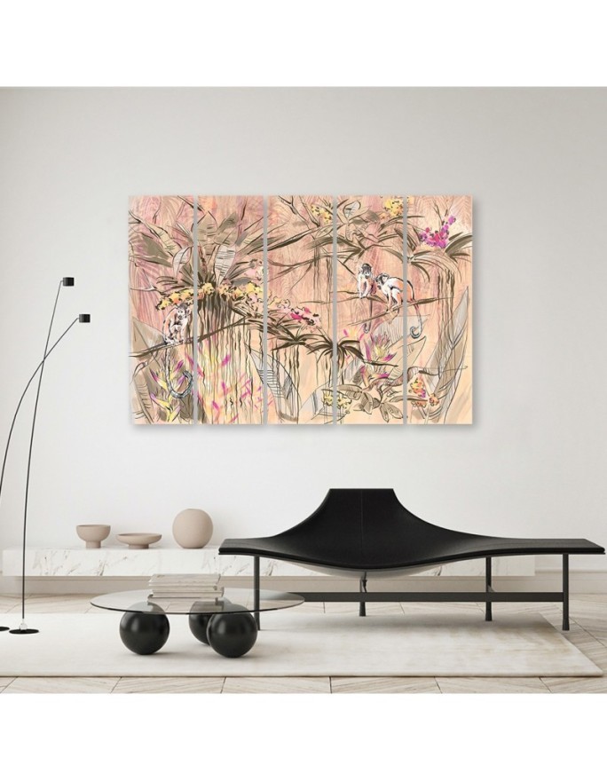 Monkeys in the jungle - Wall painting for the living room | FEEBY