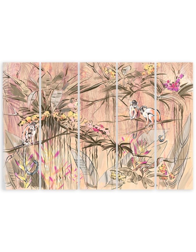 Monkeys in the jungle - Wall painting for the living room | FEEBY