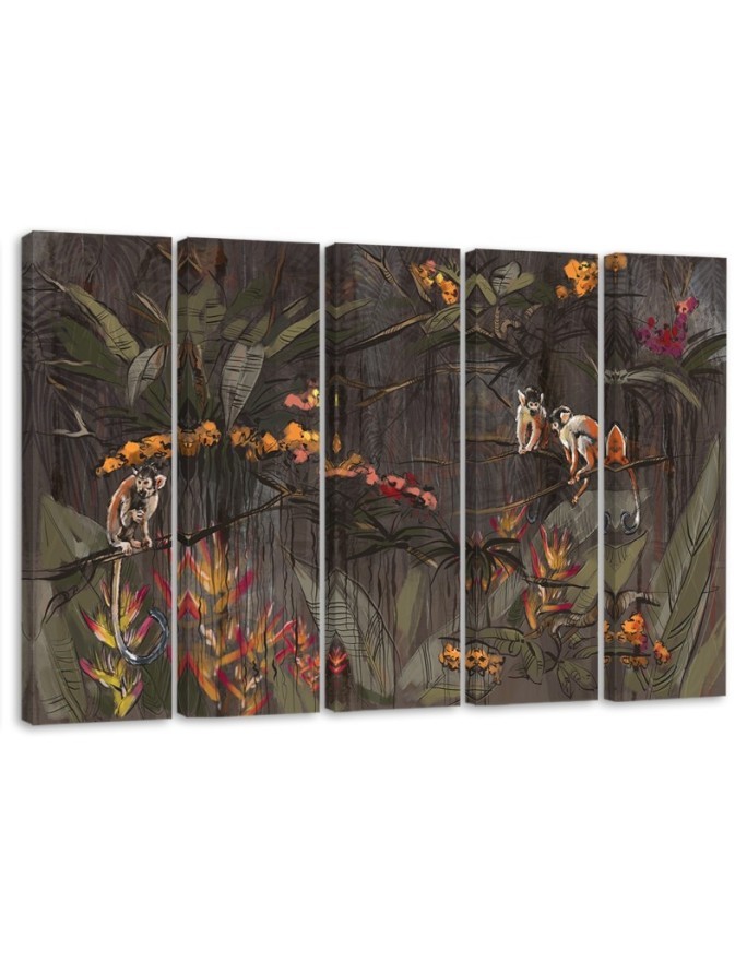 Monkeys in the jungle - Wall painting for the living room | FEEBY