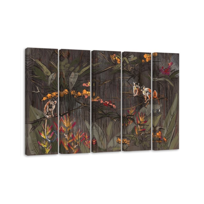 Monkeys in the jungle - Wall painting for the living room | FEEBY
