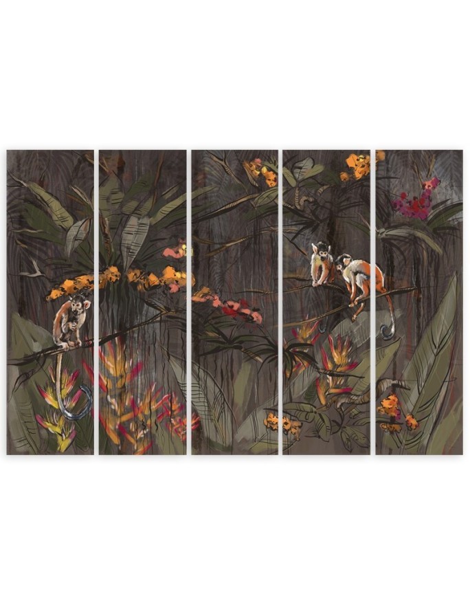 Monkeys in the jungle - Wall painting for the living room | FEEBY