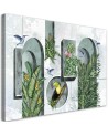 Shapes in the wall with plants and birds - Canvas art painting | FEEBY