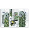 Shapes in the wall with plants and birds - Canvas art painting | FEEBY