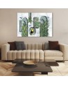 Shapes in the wall with plants and birds - Canvas art painting | FEEBY