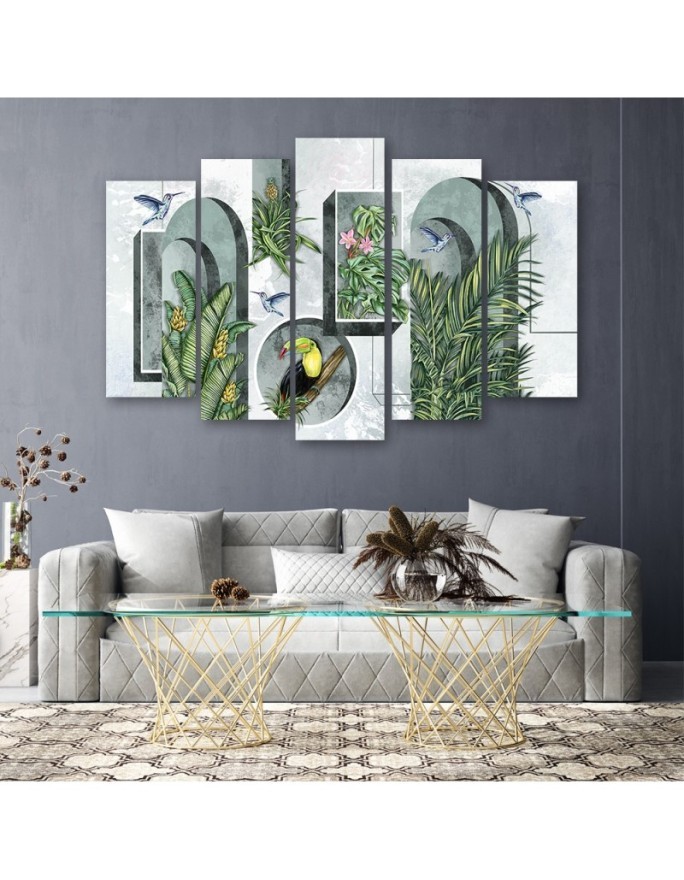 Modern painting - Painting Abstract with plants and birds | FEEBY