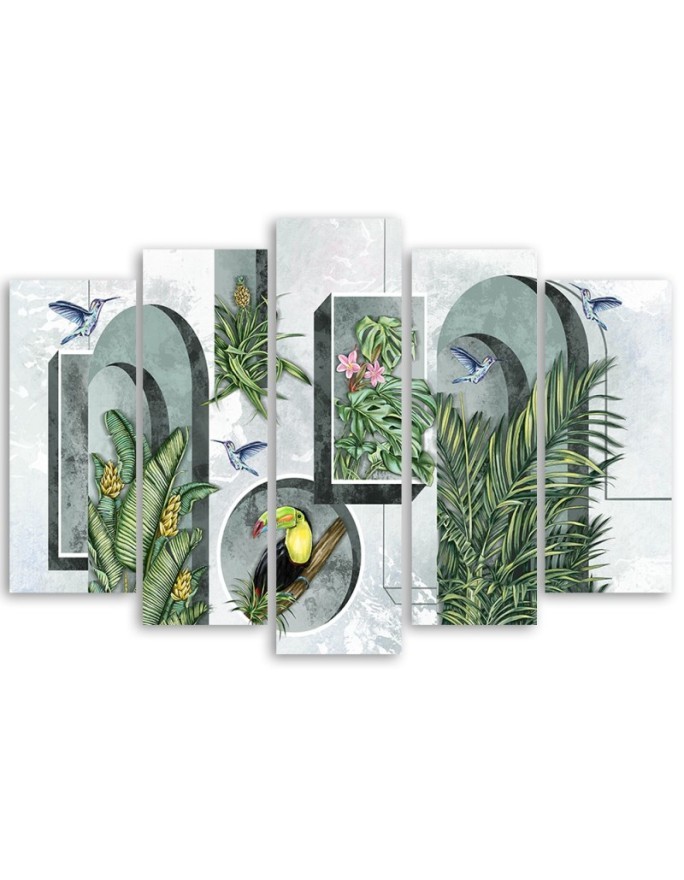 Modern painting - Painting Abstract with plants and birds | FEEBY