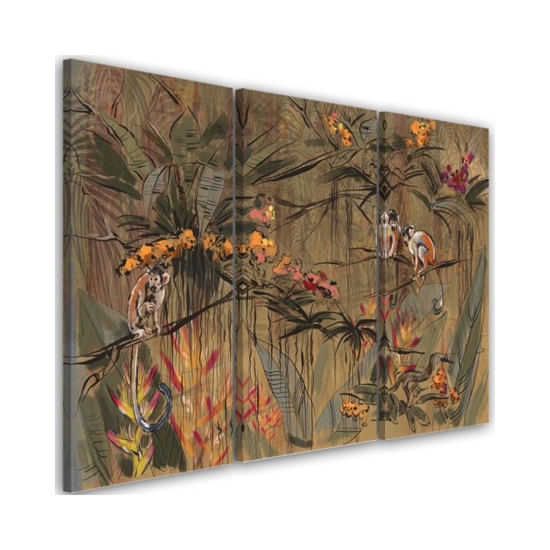 Canvas print for living room canvas - Monkeys in the jungle | FEEBY