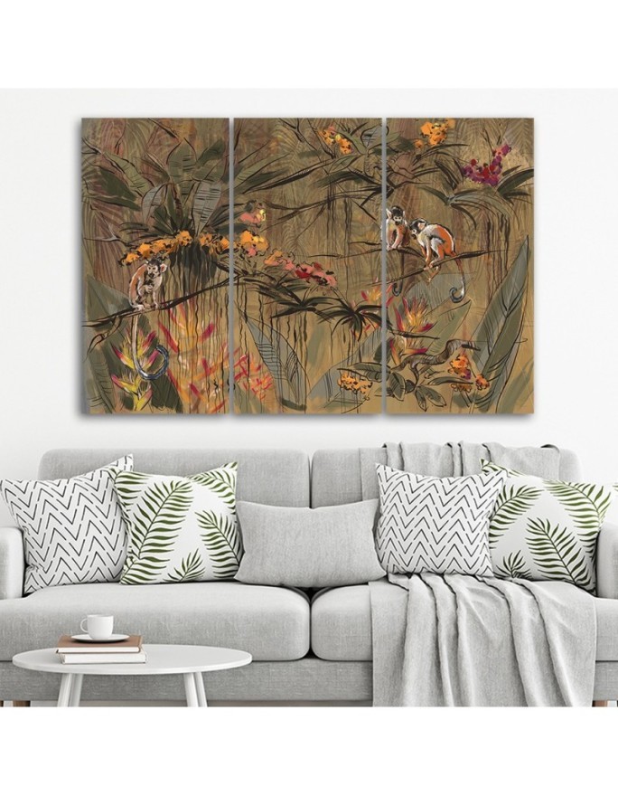 Canvas print for living room canvas - Monkeys in the jungle | FEEBY