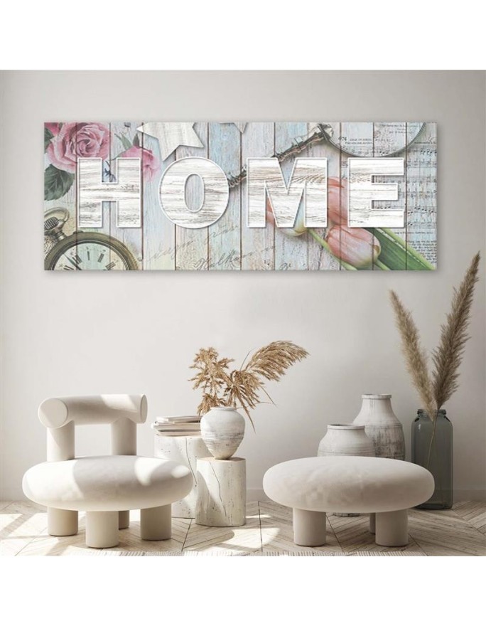 Canvas prints with inscriptions for the living room - Rustic style Home inscription | FEEBY