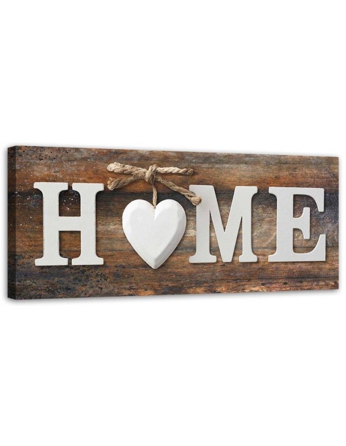 Home inscription on a background of vintage style boards - Decorative Canvas prints | FEEBY