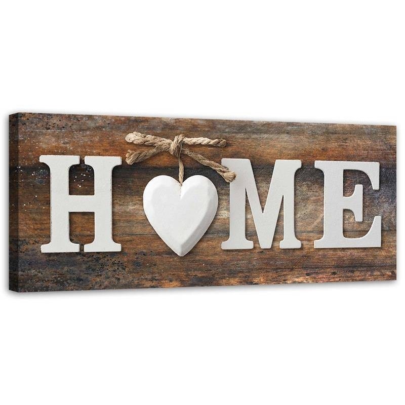 Home inscription on a background of vintage style boards - Decorative Canvas prints | FEEBY
