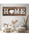 Home inscription on a background of vintage style boards - Decorative Canvas prints | FEEBY