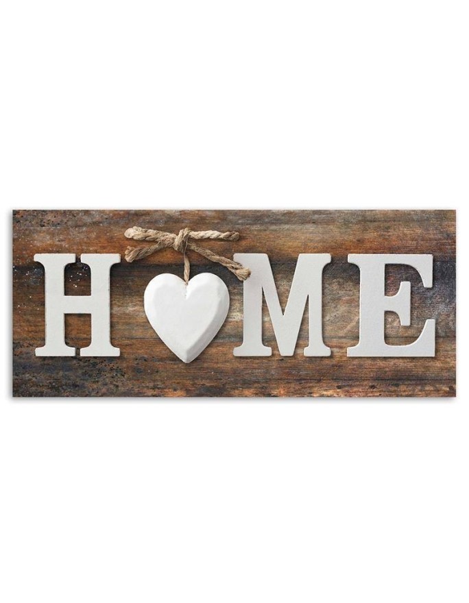 Home inscription on a background of vintage style boards - Decorative Canvas prints | FEEBY
