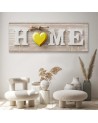 Home inscription with a yellow heart - Decorative wall art painting | FEEBY