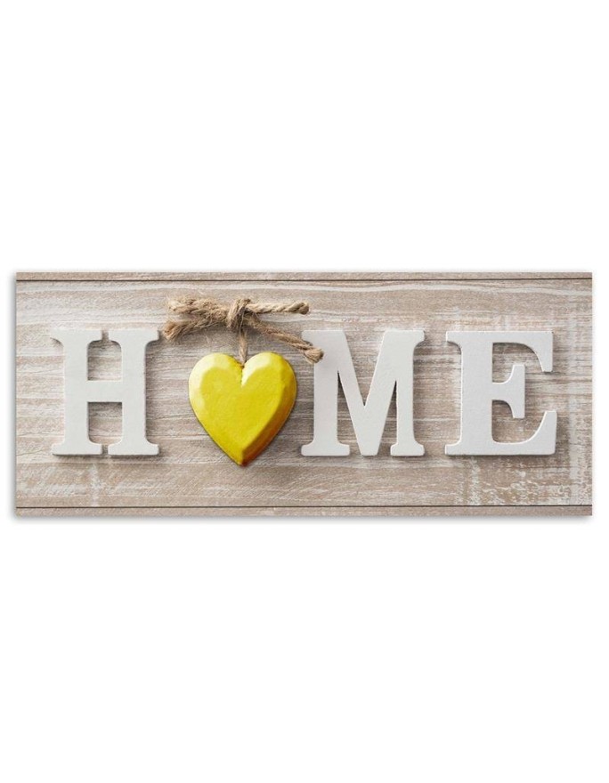 Home inscription with a yellow heart - Decorative wall art painting | FEEBY