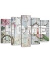 Canvas print Home inscription grey wood and flowers - Decorative Canvas print | FEEBY