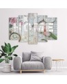 Canvas print Home inscription grey wood and flowers - Decorative Canvas print | FEEBY
