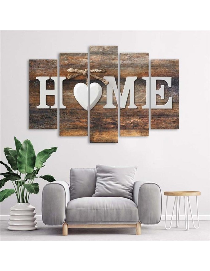 Canvas print Home inscription on old vintage board - Decorative wall art painting | FEEBY