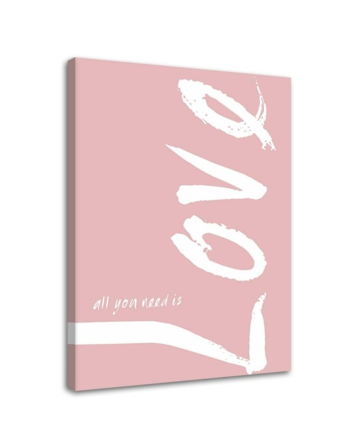 Pink love lettering - Bedroom canvas pictures with quote | FEEBY
