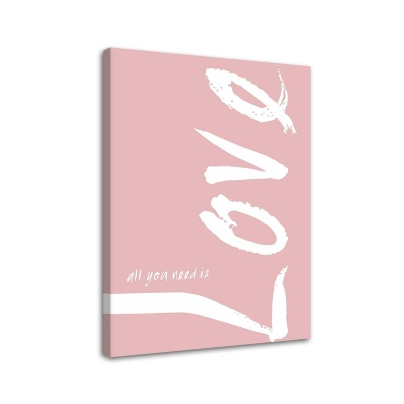 Pink love lettering - Bedroom canvas pictures with quote | FEEBY