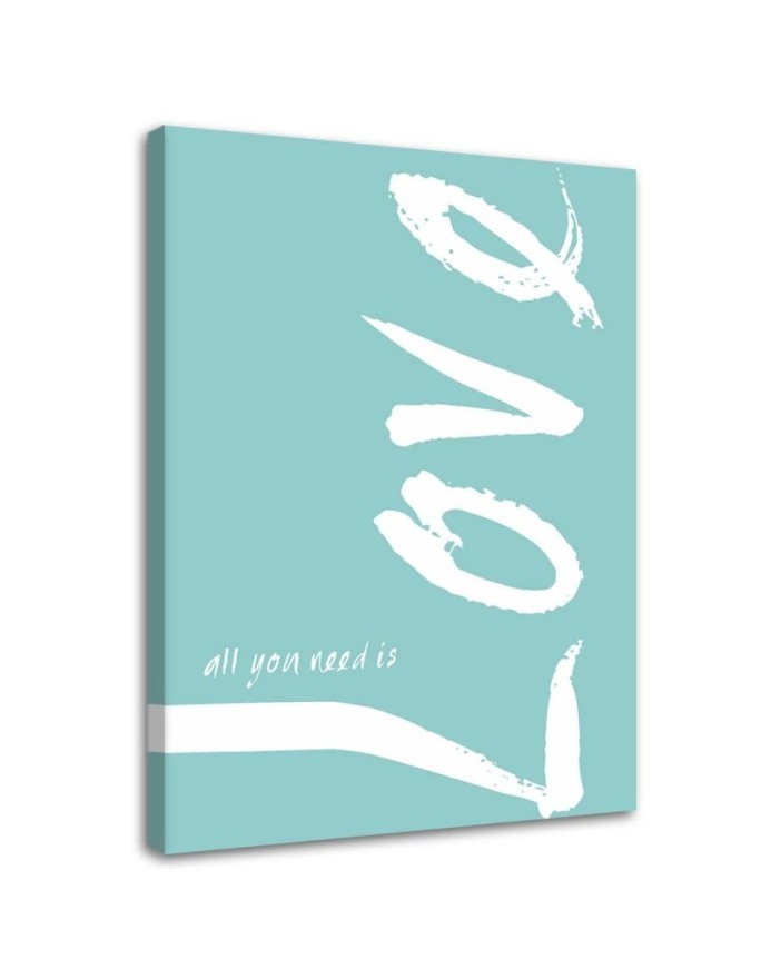 Blue love typography - Bedroom Canvas painting with quotes | FEEBY