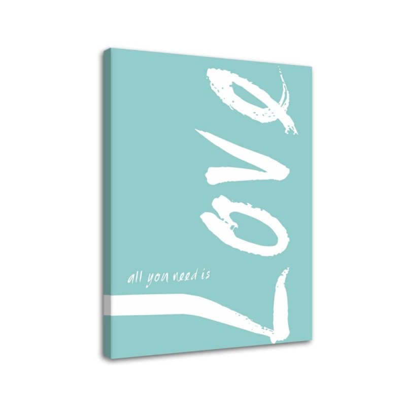 Blue love typography - Bedroom Canvas painting with quotes | FEEBY