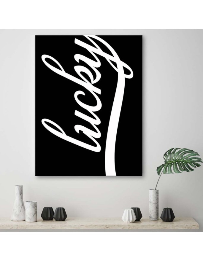 Lucky on black background - Modern Canvas painting for living room | FEEBY