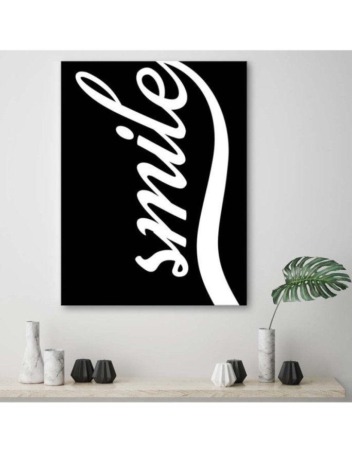 Smile on black background - Modern painting for living room | FEEBY